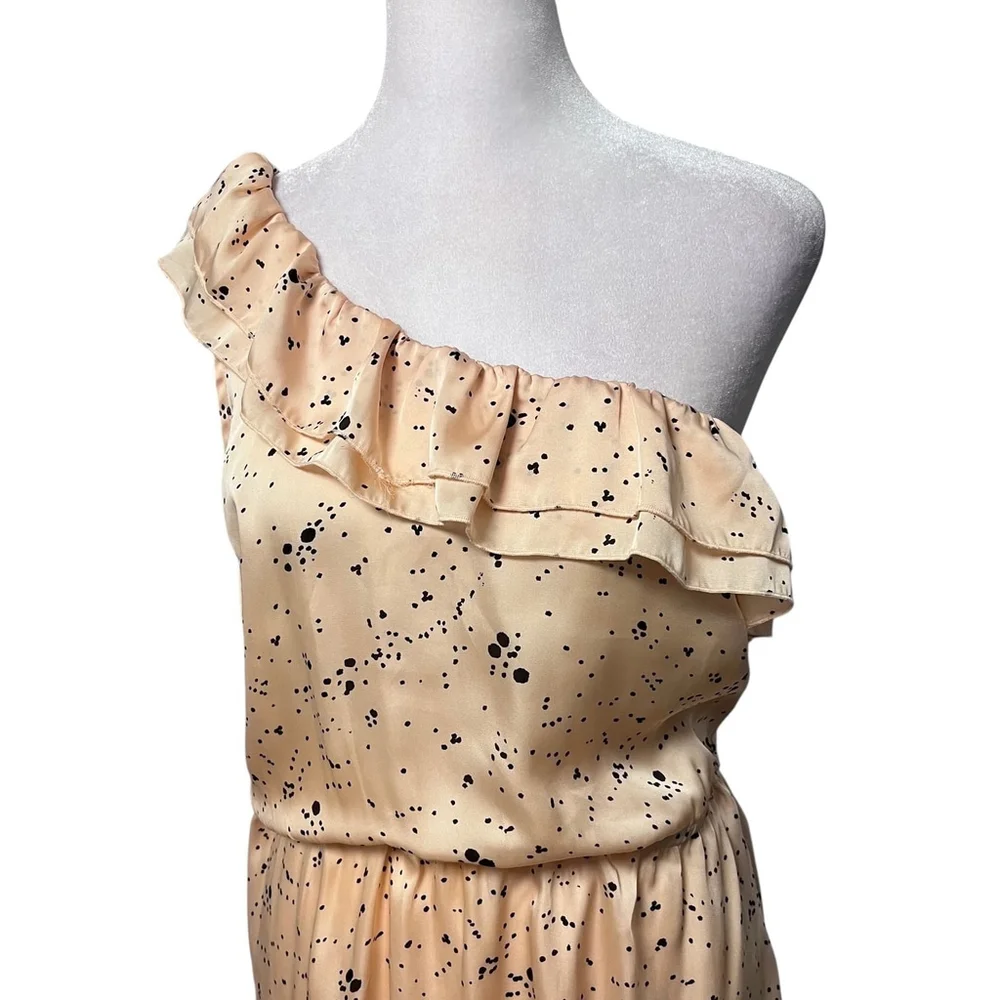 Rory Beca Peach Ruffle One Shoulder Mini Dress Size Small
